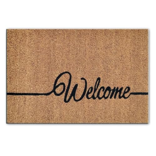 Amago home Kokosmatte Fußmatte Türvorleger Schmutzfangmatte viele Größen rutschfest Latexrücken Größe 40 x 60 cm, Farbe Welcome