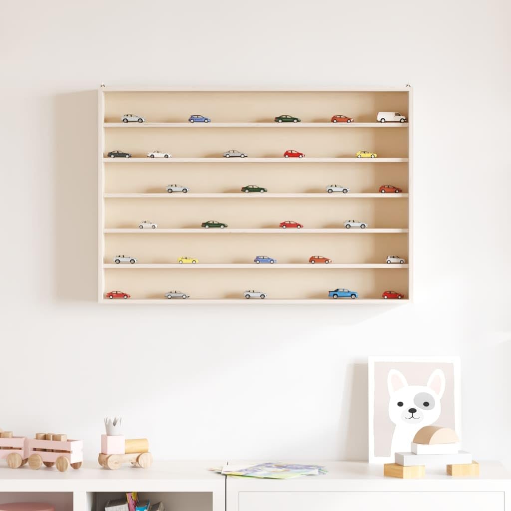 Schlankes Wandregal aus Holz mit 6 Regalen 80x8,5x55 cm – Wandmontage ohne Bohren für Organisierte Aufbewahrung im Wohnzimmer Schlafzimmer oder Essbereich