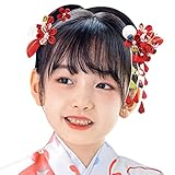 OTAKUMARKET 七五三 髪飾り 成人式 振袖 浴衣 和装 つまみ細工 髪 飾り 着物 髪飾り 袴 卒業式 結婚式 セット 三歳 七歳 女の子 ガールズ 5タイプ 4カラー (Cタイプ (赤))