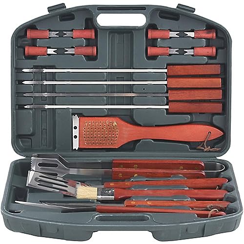Mr Beef Kit de Churrasco 18 Peças com Maleta Marrom Aço Inox e Madeira