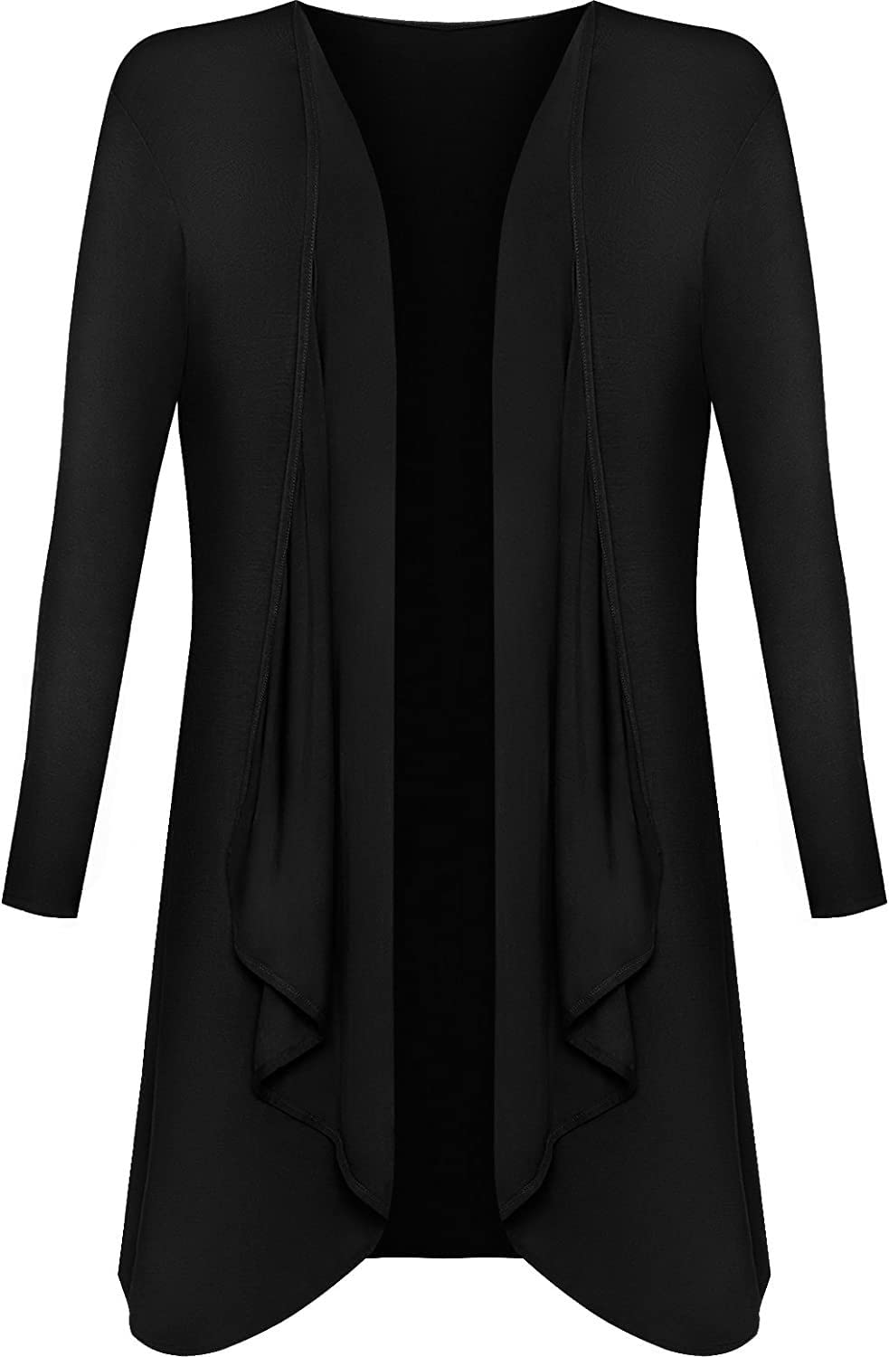 Crazy Girls Womens Waterfall Boyfriend Cardigan, Black, SM (UK 8-10)