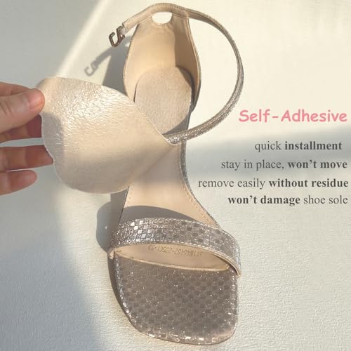 Image of 2 Pairs Pigskin Non-Slip High Heel Inserts, Ultra-Thin Adhesive Barefoot Sandal Inserts, New Lengthened 3 /4 Weight Shifting Insoles for Dress Shoes, Flats and Boots