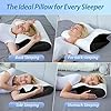HOMCA Memory Foam Pillow, 2 in 1 Cervical Pillow for Neck Pain Relief, Ergonomic Neck Support Pillows for Side Back Stomach Sleepers with Breathable Pillowcase (Black)