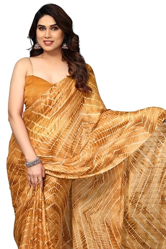 Image of MIRCHI FASHION Saree for Woman Chiffon Shibori Printed | Lightweight Regular Use and Professional Office Sari with Blouse Piece