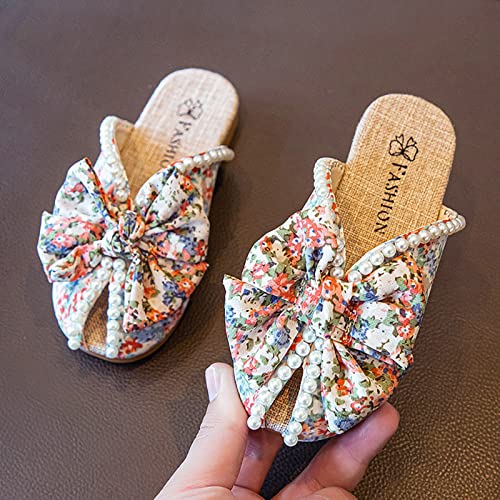 Girls Bowknot Slippers Pearl Soft Sole Princess Shoes Floral Baotou Slippers Toddlers Sandals for Girls2
