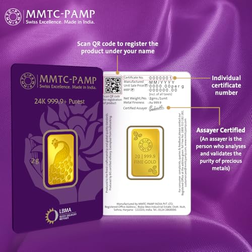 MMTC-PAMP-9999-Purity-Peacock-Yellow-24K-Gold-Bar-2-Gram