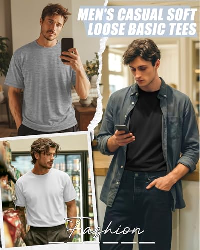 Image of Neer 3 Pack Big and Tall T-Shirts for Men L-7xl Tops | Large Casual Stretch Workout Tees, Short Sleeve Crewneck Oversized Shirts, Classic Summer Outfits, Comfy Basic Loose Clothes