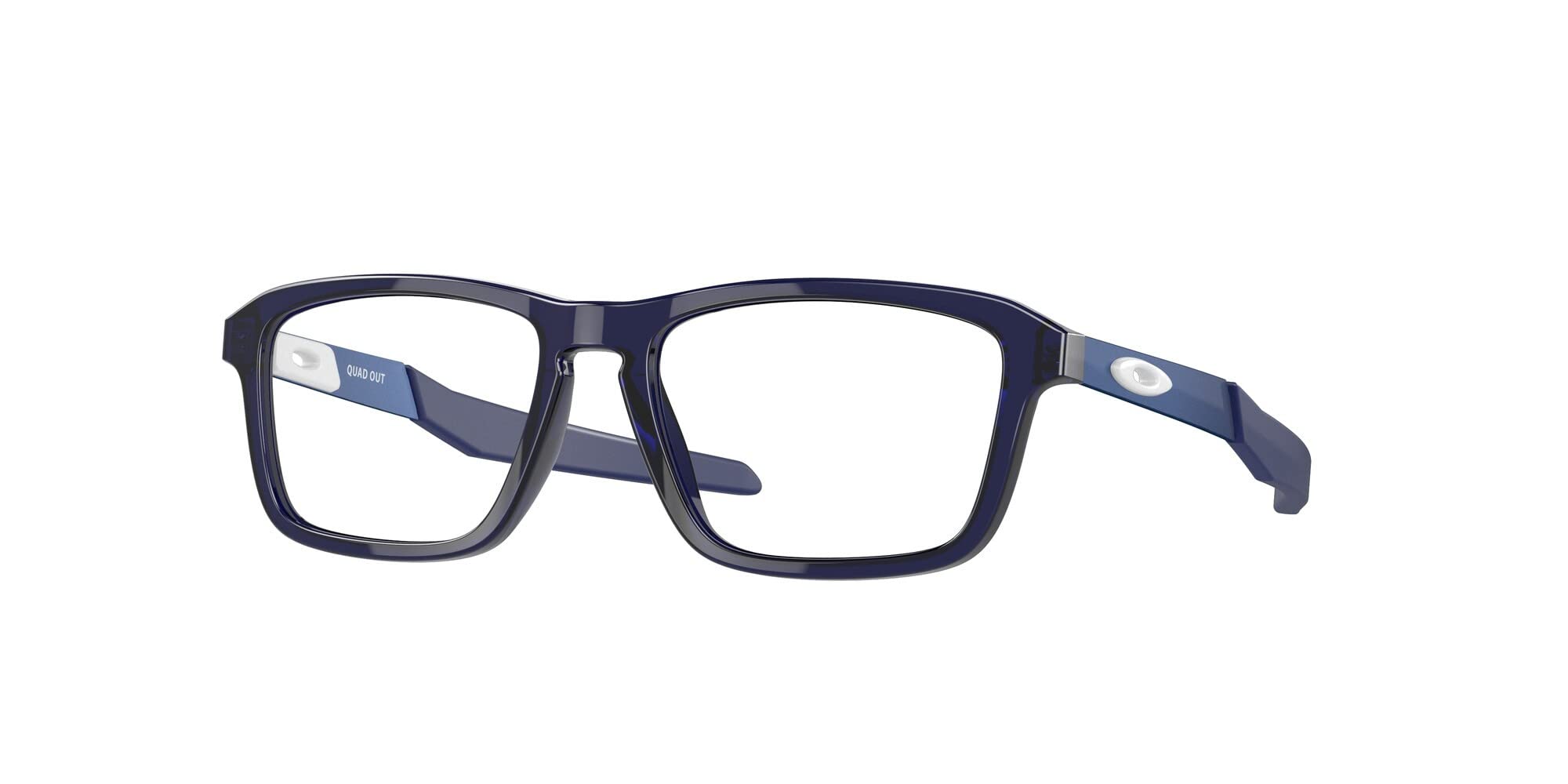 Oakley Youth OY8023 Quad Out Rectangular Prescription Eyewear Frames, Polished Ice Blue/Demo Lens, 47 mm