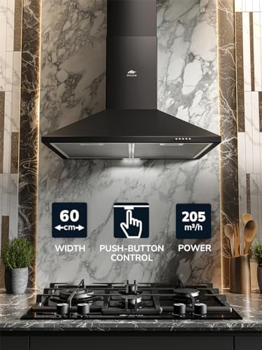 شفاط مدخنة اسود 60 سم من ميلين - MKH 604 BL، ضمان 3 سنوات