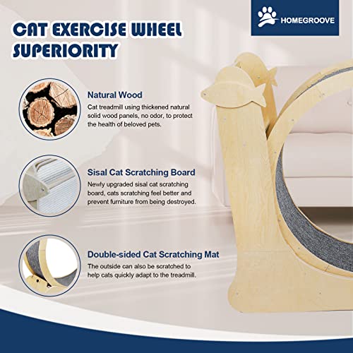 Image of homegroove Cat Wheel, Upgraded Cat Wheels for Indoor Cats, 43.3 inch W Cat Exercise Wheel Treadmill for Kitty's Longer Life, Large Cat Running Wheel for Fitness Weight Loss