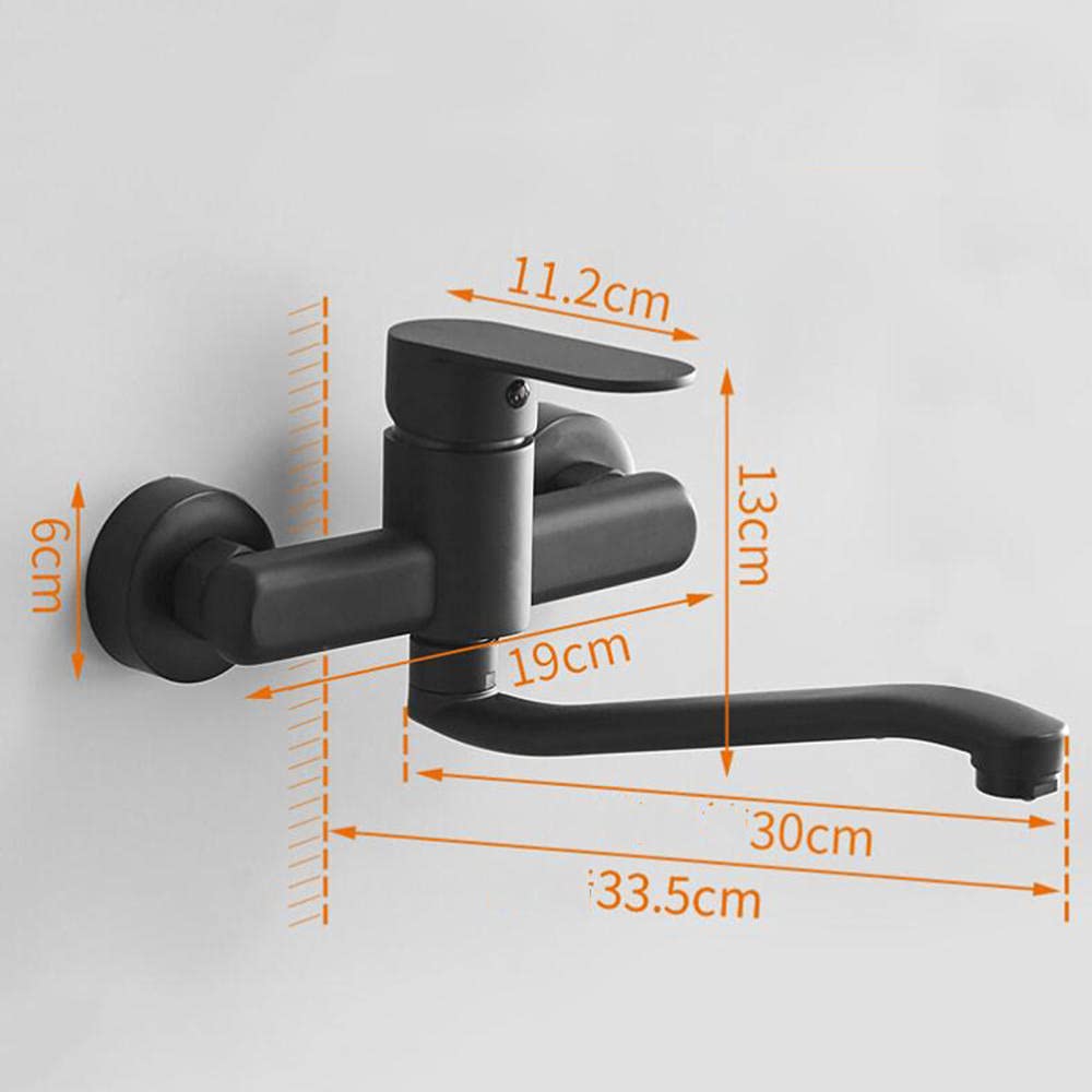 Miscelatore Cucina A Muro Ottone Nero Anticato | Rotazione 360° | Doppio Comando - Foto 13