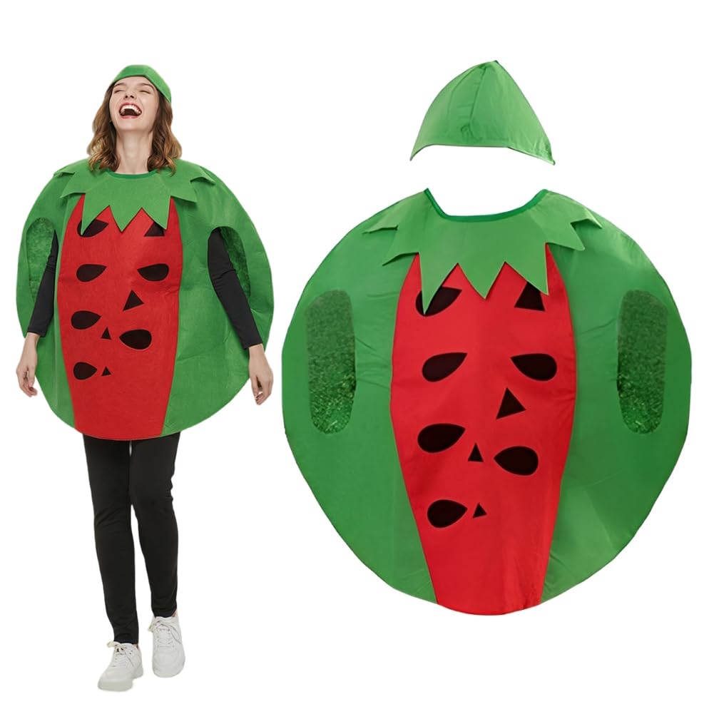 JynxtoyZeal Adult Fruit Costume Outfit, Unisex Adult Fruit Costume Bundle,Fun Fruit Fancy Dress with Leaf Headpiece,Fruit Cosplay Costume for Masquerade
