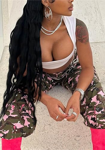 Seltaon Fall Camo Pants for Women Camouflage Army Fatigue Wide Leg Baggy Pants Trousers Plus Size4