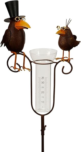 NETPROSHOP Regenmesser Rabe oder Frosch am Stab H: ca. 120 cm aus Metall u. Glas, Auswahl:Beste Freunde - 2