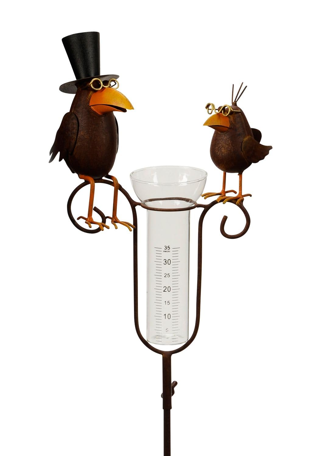 NETPROSHOP Regenmesser Rabe oder Frosch am Stab H: ca. 120 cm aus Metall u. Glas, Auswahl:Beste Freunde - 3