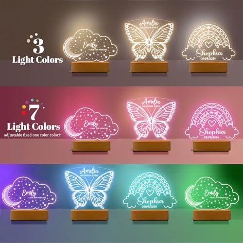 Lámpara nocturna personalizada para bebé con diseño de mariposa miniatura 7
