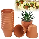 Spetsbst Set di 12 mini vasi in terracotta, 7x6 cm, con foro di drenaggio, riutilizzabili, ideali per piante grasse, cactus e progetti fai da te