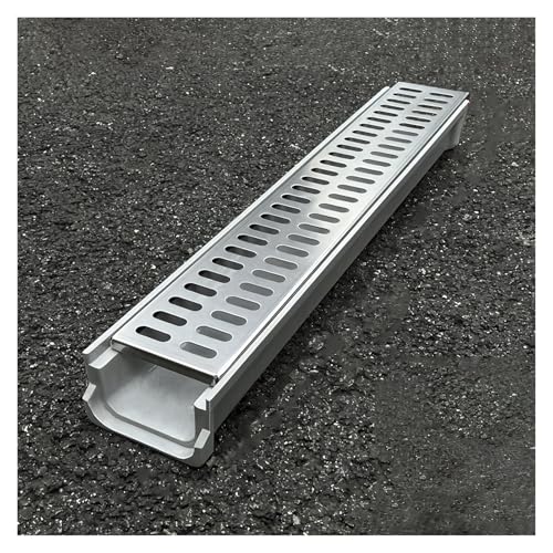 YXLYFDLY Système De Caniveau en U, Caniveau De Salle De Bain Et Siphon De Sol avec Grille en Acier Inoxydable, Grande Capacité De Charge(60x10x4cm/23.6x3.9x1.6in)