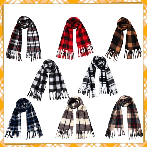 Vicenpal Winter Fleece Scarves Bulk for Homeless Donations Warm Winter Neck Scarf Plaid Scarf for Unisex Men Women2