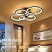 HOUDES Modern Chandeliers LED Acrylic Island Lighting Close to Ceiling Light for Kitchen Living Room Dining Roome with Eemote Control Black(6Rings-Dimmable)