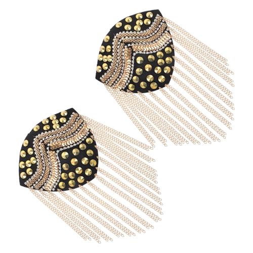 Épaulettes de créateur avec rivets et longues franges métalliques pour vestes de costume