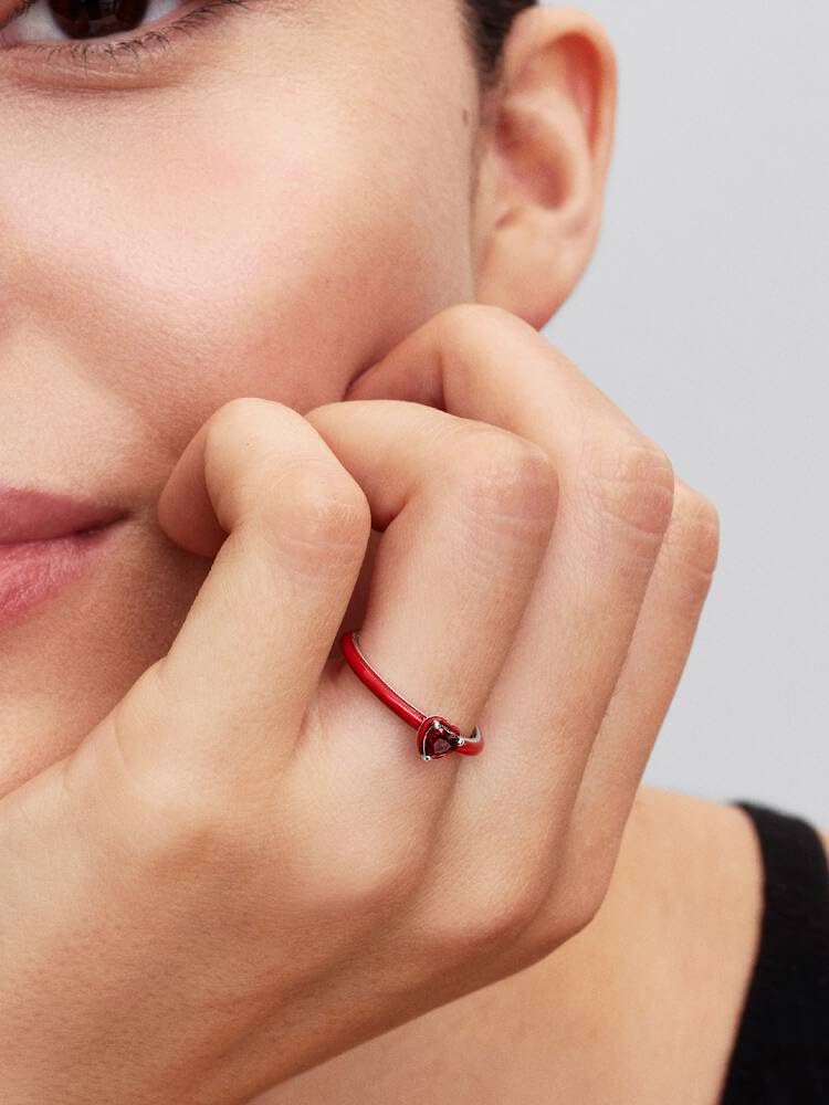 PANDORA Damen-Ring Silber Chakra rot Herz 193088C05