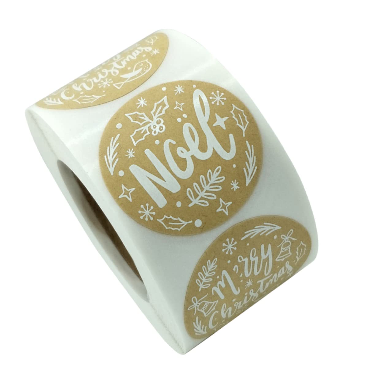 Tofficu 3rotoli Adesivi Natalizi Autoadesivi Carta Kraft Stickers Per Confezioni Etichette Scrivibili Per Imballaggio e Decorazioni Festive Design Unico Per Atmosfera Di Festa