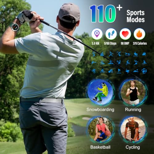 Image of Smart Watch for Men (Answer /Make Calls), Rugged Men's Military Smartwatch, 1.39 inch HD Fitness Tracker with Heart Rate /Sleep /Step Monitor, 110+ Sport Modes, IP68 Waterproof Activity Tracker Android iOS