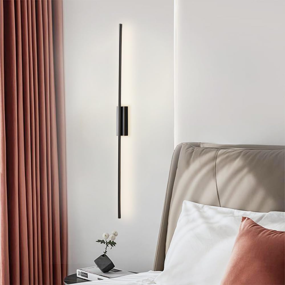 Oświetlenie nocne kinkiet ścienny, liniowa lampa mosiężna, ultracienkie miedziane światło z silikonowym kloszem, nowoczesne lampy LED - 3 tryby kolorów, spersonalizowane minimalistyczne