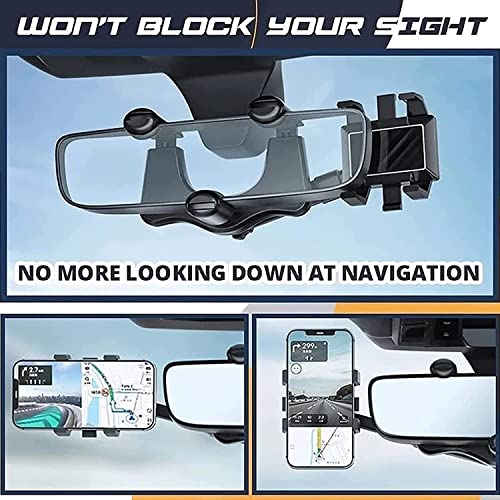 Chella Car Phone Holder Mount,360 Degree Rotatable And Retractable Rearview Mirror Phone Holder For Car,Multifunctional Adjustable Universal Phone Holder For Mobile Phones #TOP5