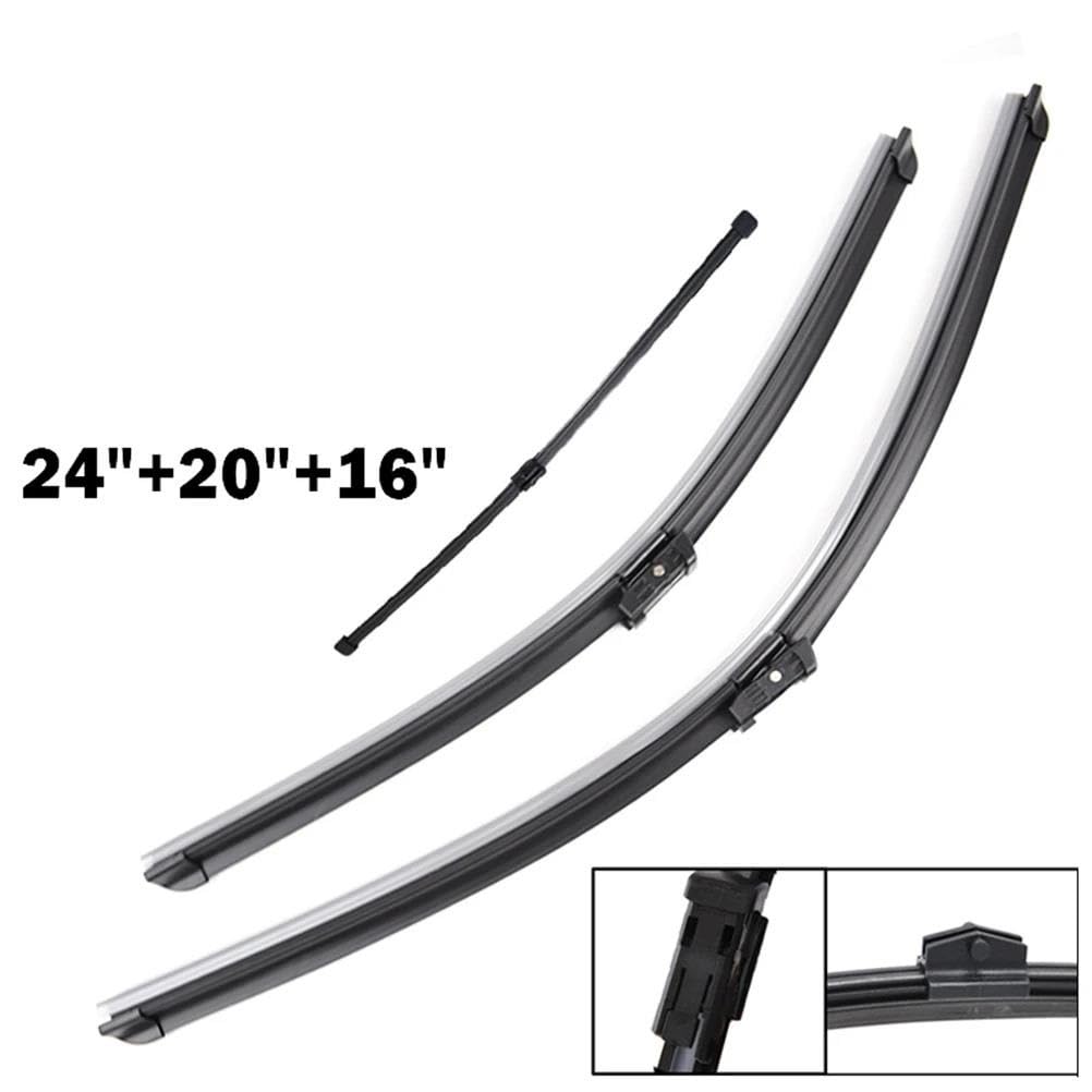 Escobillas de Limpiaparabrisas Escobillas De Limpiaparabrisas De 24"+20"+16" Para A-udi Q3 MK1 2011 2012 2013 2014 2015 2016 2017 Ventana Trasera Delantera
