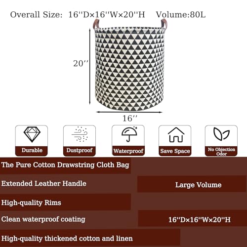 Image of Waterproof Laundry Hamper Collapsible Laundry Basket Leather Handle Laundry Bag Large Clothes Storage Toy Organization for Bathroom Bedroom Laundryroom College Dorms (Hesan-002)