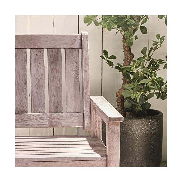 VonHaus Grey Garden Bench - 2 Seater Antique Distressed Effect - for Garden and Patio - Image 7