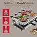 Swissmar Stelvio Raclette Party Grill with Granite Stone Non-Stick Grill Plate/Crepe Top, Outdoor & Indoor Electric BBQ Grill, Samgyupsal Griller - Brushed Stainless Steel - 8-Person - Silver