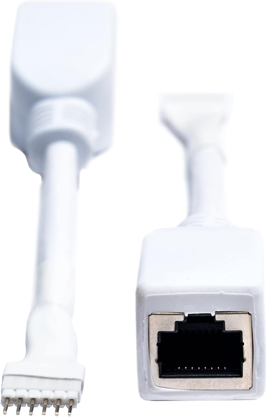 LitcessoryRJ45 to 6-Pin Ethernet Cable Adapter Compatible with Nanoleaf Essentials Lightstrips (2 Pack - One Pair, White)
