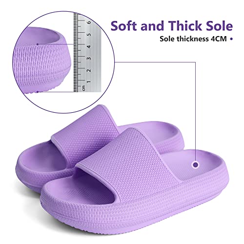 Youecci Cloud Slides For Kids丨Shower Slippers Bathroom Pool Sandals丨Girls Comfy Thick Sole Slippers丨Summer Non-Slip Beach Shoes Purple 12 Little_Kid #TOP2