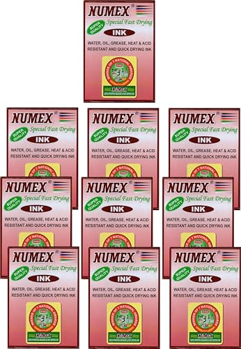 Image of NUMEX Fast Drying Batch Printing Ink & Softener - Black Ink (Pack of 10) | Permanent Coding Formula | Super Discount Industrial Pack | AI Tested
