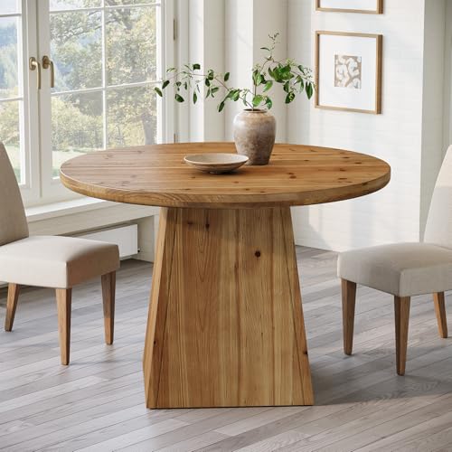 TRIBEWOOD Mesa de comedor redonda de madera