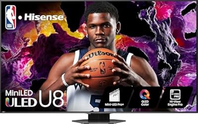 Hisense 65-Inch Class U8 Series Mini-LED ULED 4K UHD Google Smart TV (65U8N, 2024 Model) - QLED, Dolby Vision IQ, Dolby Atmos, Full Array Local Dimming Pro, 144Hz Game Mode Pro, Alexa Compatibility