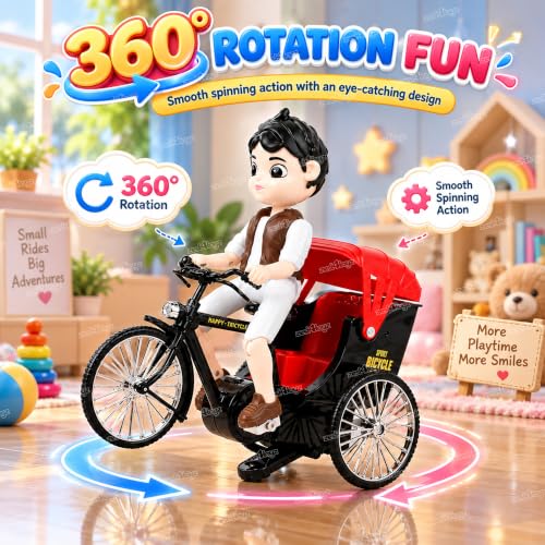 Image of Zest 4 Toyz Musical Tricycle Toy for Kids with Colorful Lights & Sound Toy | Stunt Tricycle with Rotating Foot Pedals | Musical Toys for Boys & Girls