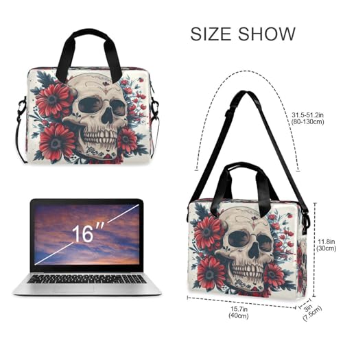 Maletín para portátil ALAZA Skull y Flores 15.7 pulgadas miniatura 4