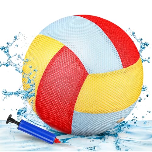 Threan 8.5 Inch Waterproof Pool Volleyball with Grip Technology Water Beach Pool Volleyball for Adults Outdoor and Indoor Activities(Red, Orange, Blue)