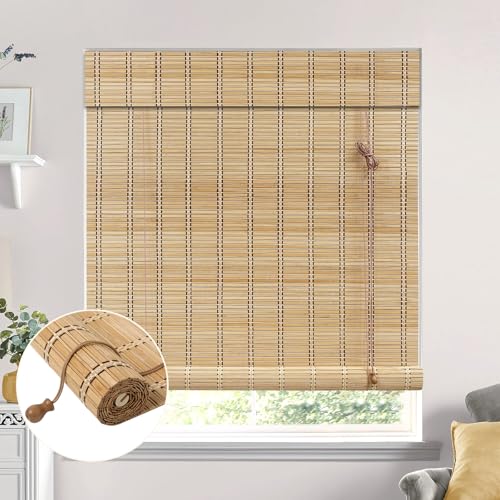 No Tool No Drill Bamboo Blinds, Bamboo Blinds for Interior Windows, Bamboo Window Shades,Light Filtering, Bamboo Shades, Easy to Install for Home & Patio& Porches