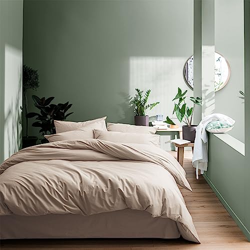 MATT & ROSE Parure de lit 240x220 cm Unie Coton LAVÉ | 100% Coton Lavé | Oeko-TEX | Housse de Couette 240x220 cm + 2 Taies d'oreiller 65x65 cm | Lin
