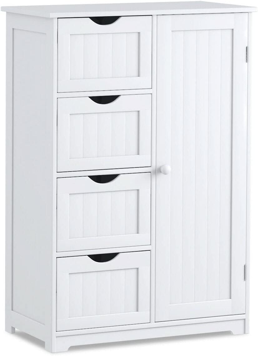 Amazon.com: 4 Drawer Bathroom Cabinet Storage Cupboard 2 Shelves Free ...