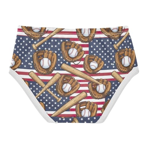 Joisal Cotton Toddlers Underwear Floral American Flag Vintage Baseball Cute Panties Girl Cartoon Briefs Underpants 2t2