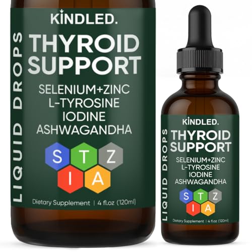 YUJIAS Kindled Thyroid Support Drops | Thyroid Support for Women | Liquid Drops with Selenium Zinc & L-Tyrosine Iodine Ashwagandha | Thyroid Support Daily Support 4 fl.oz (120mL)