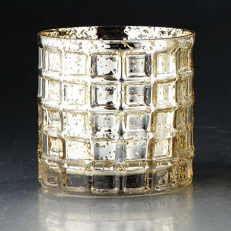 Diamond Star 57052 4.5 x 5 in. Glass Vase Candleholder44; Gold