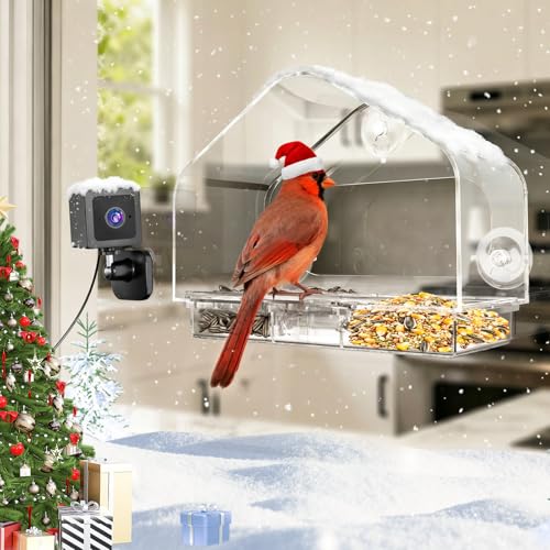 Richbird Waterproof Smart Window Bird Feeder Camera with AI, All-Weather 2K HD Live View &...