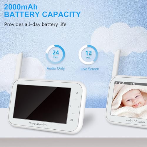 Monitor de Temperatura Ambiente para Bebês, Visão Noturna Rotativa de 360 ​​graus, 100-240V, Monitor